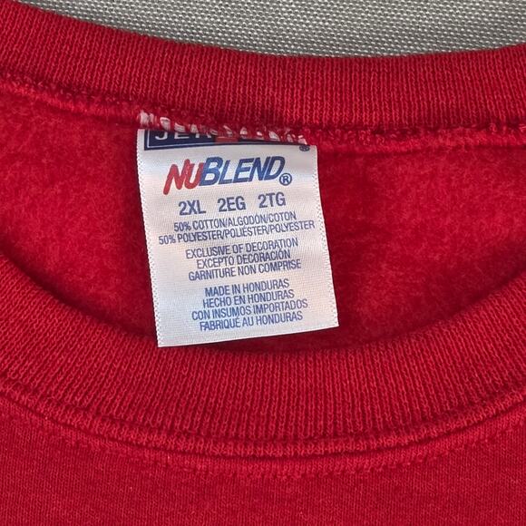 NuBlend 2XL Ugly Christmas Sweater Red Holiday Graphic Pullover Sweatshirt - Picture 3 of 8